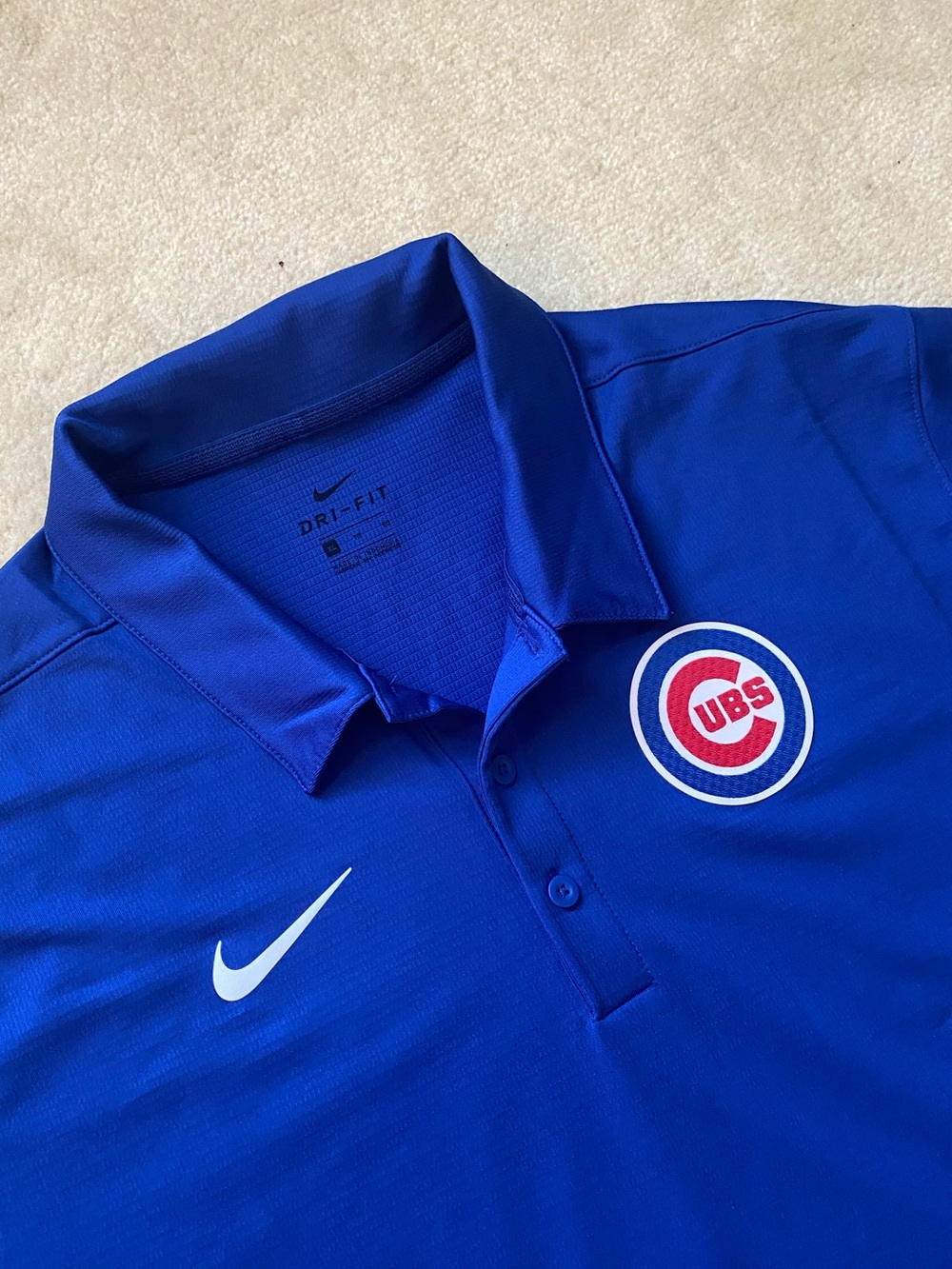 Nike Dri-Fit Chicago Cubs Polo Short Sleeve Shirt XL Blue Performance